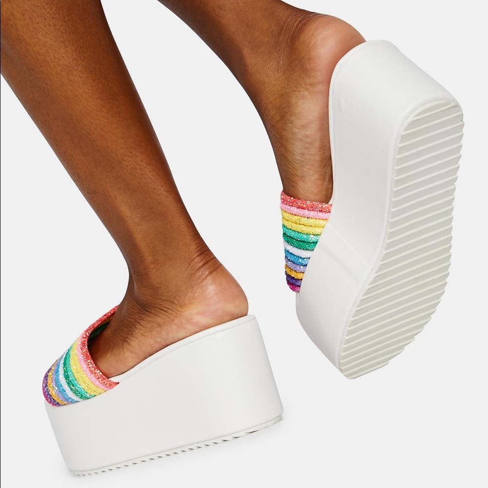 White rainbow platform sandals - Picture 4 of 9